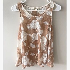 • Sheer Floral Tank Top Blouse •